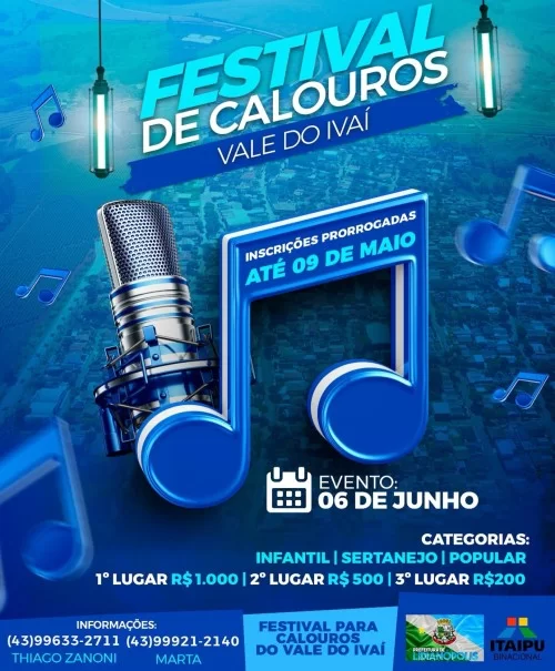 NSCRIÇÕES PRORROGADAS: ATÉ O DIA 09 DE MAIO 