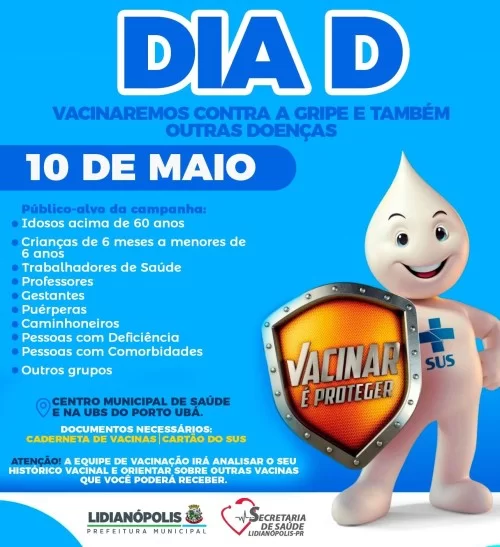 Atenção, população de Lidianópolis! Dia “D” da Vacinação em nosso município