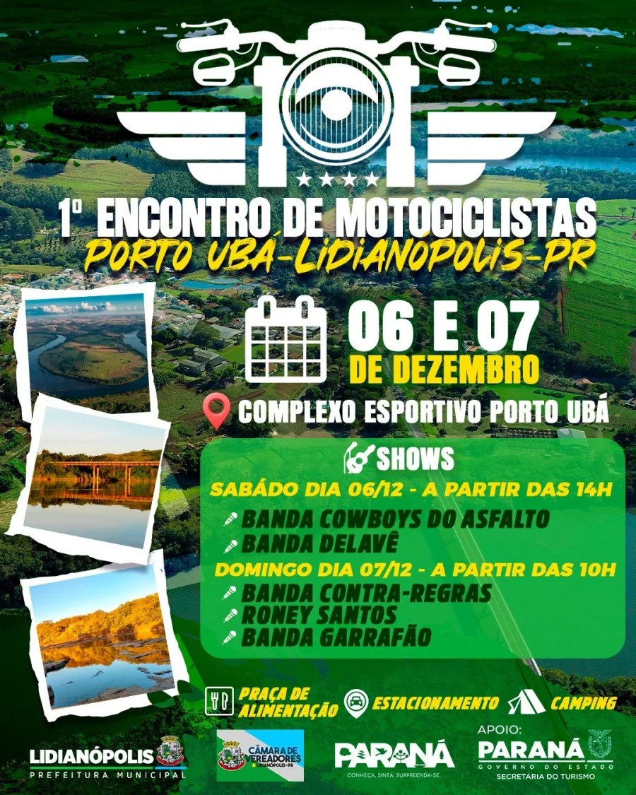 1º ENCONTRO DE MOTOCICLISTAS – PORTO UBÁ, LIDIANÓPOLIS–PR!