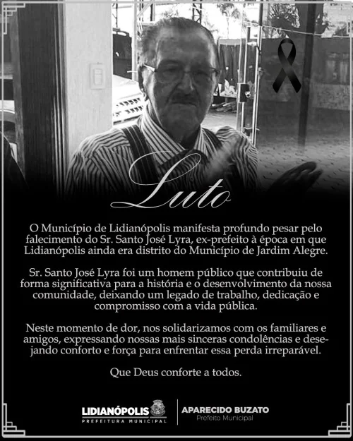 Lidianópolis Lamenta Perda do Ex-Prefeito Santo José Lyra
