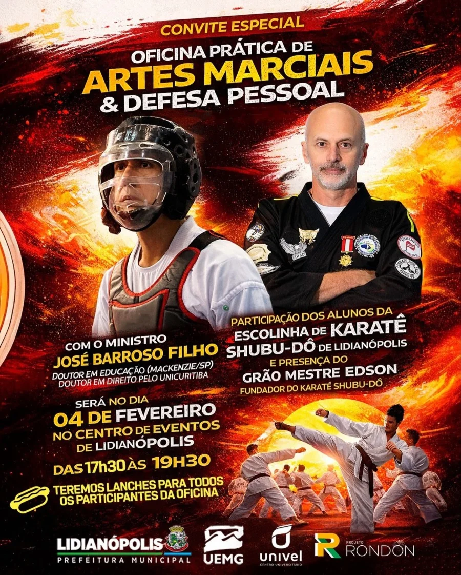 Oficina Prática de Artes Marciais & Defesa Pessoal em Lidianópolis!
