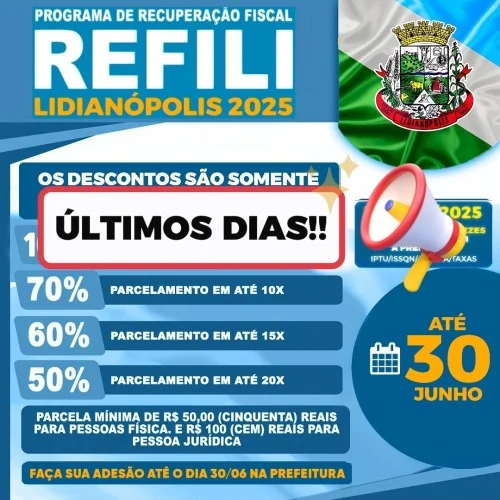 ATENÇÃO, CONTRIBUINTES DE LIDIANÓPOLIS!