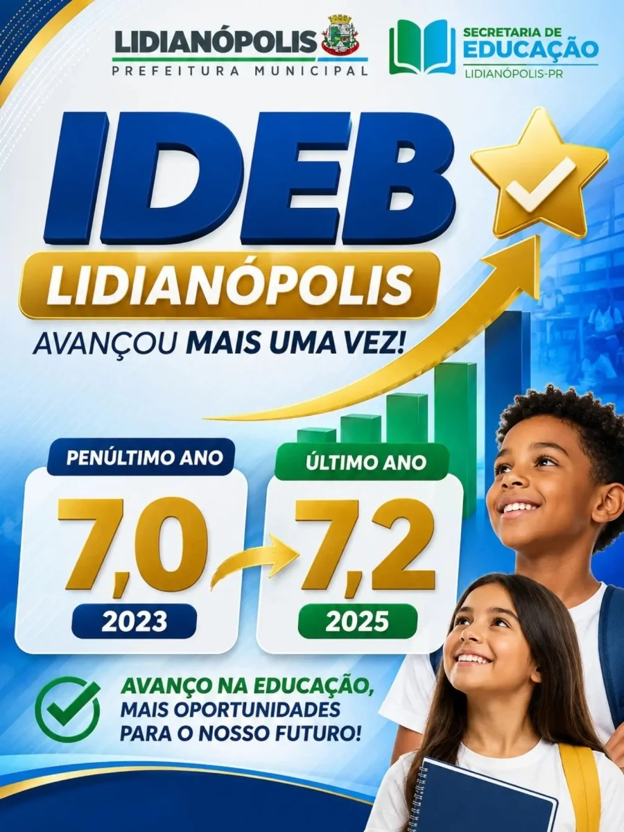 Lidianópolis avança no IDEB e alcança nota 7,2