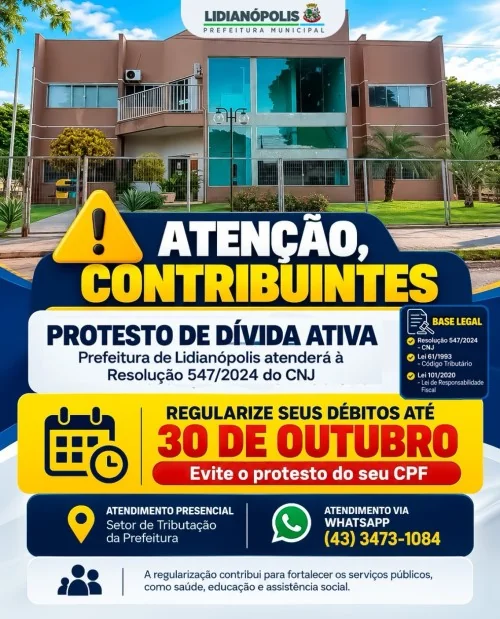 Prefeitura de Lidianópolis irá atender à Resolução 547/2024 do CNJ