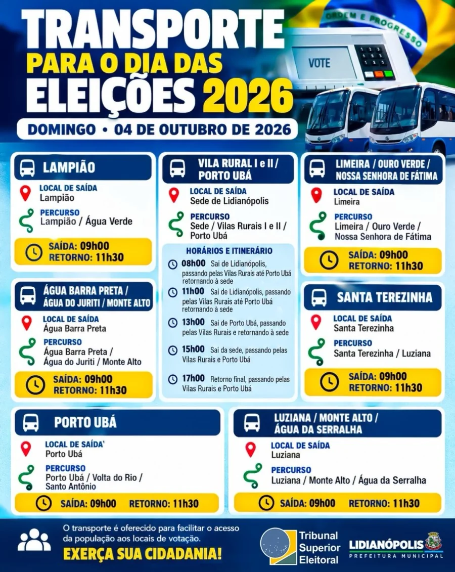 Transporte para o dia das Eleições 2026