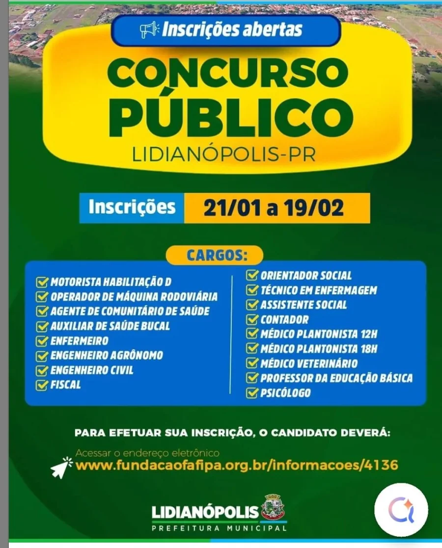 CONCURSO PÚBLICO - INSCRIÇÕES 21/01 - 19/02