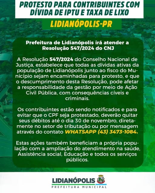 Protesto para contribuintes com dívida de IPTU e taxa de lixo