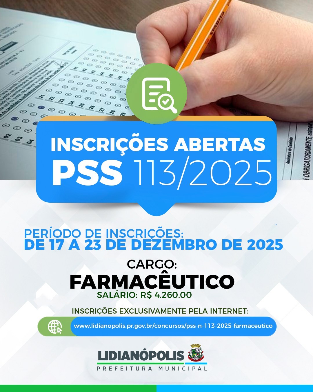 INSCRIÇÕES ABERTAS – PSS 113/2025