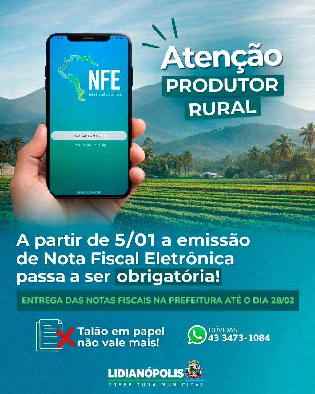 ATENÇÃO, PRODUTOR RURAL! 