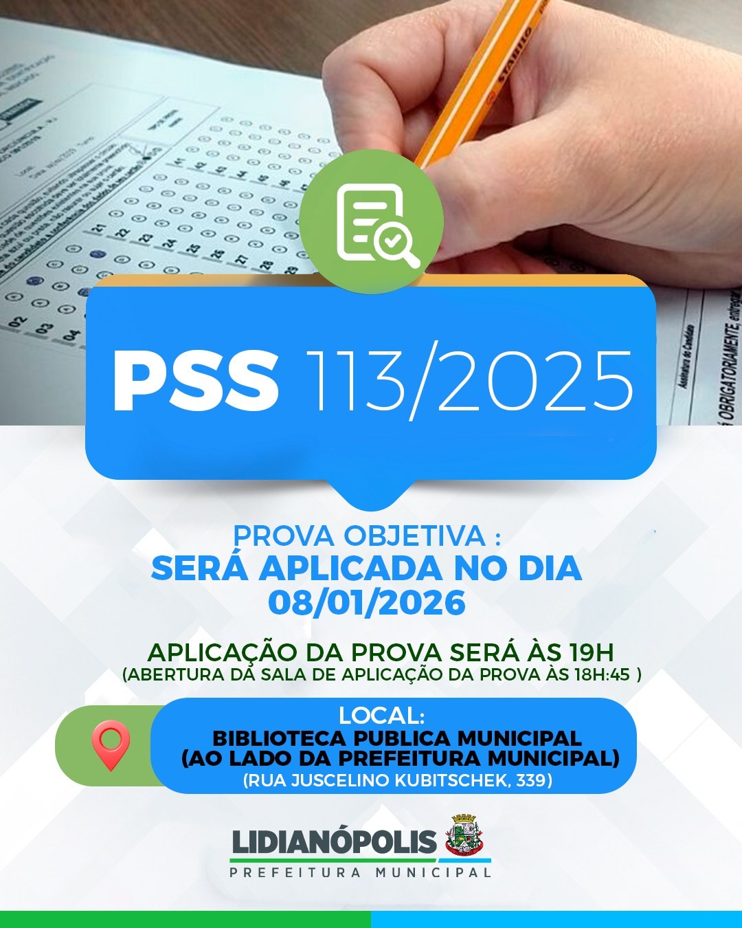 PSS 113/2025 - PROVA OBJETIVA
