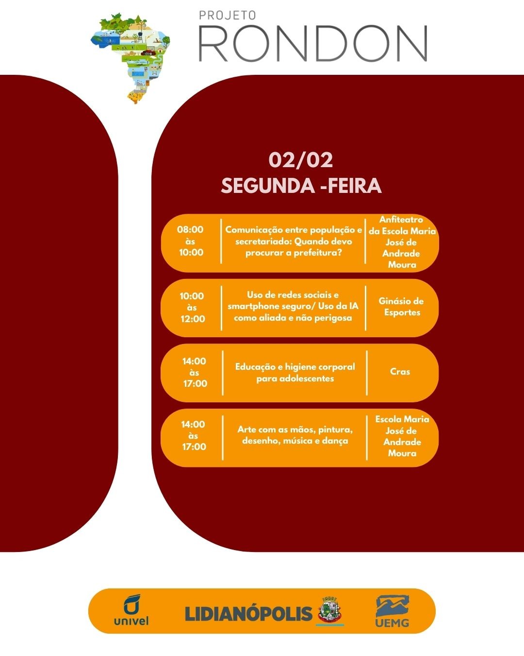  Confira a Programação do Projeto Rondon!