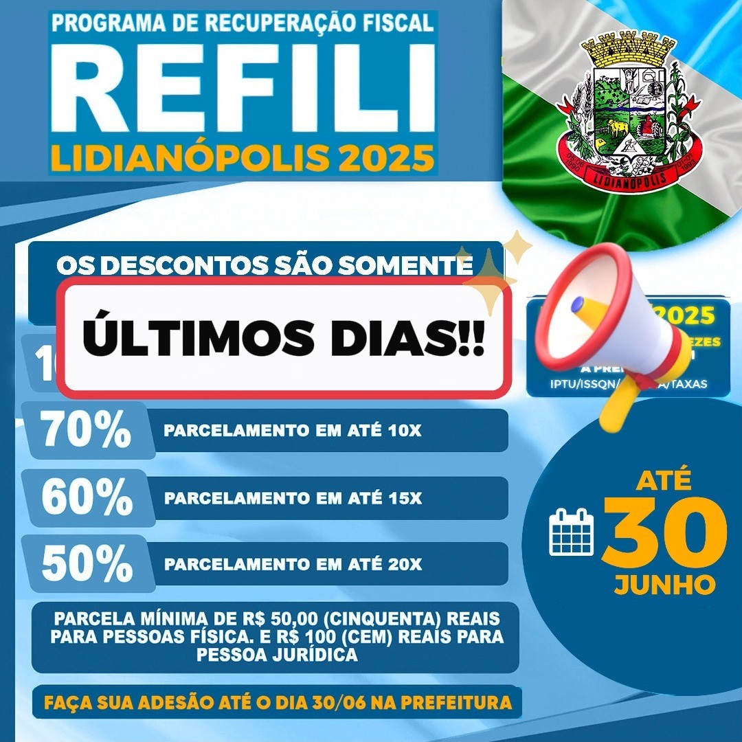 ATENÇÃO, CONTRIBUINTES DE LIDIANÓPOLIS!